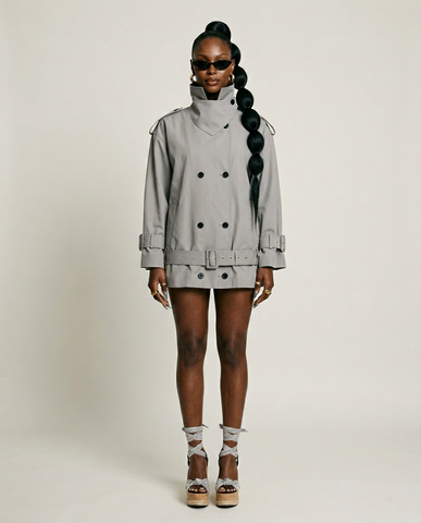 Confident Double Breasted Mini Trenchcoat