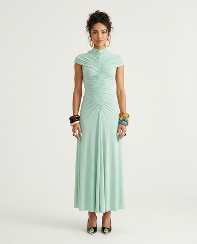 Elegant Ruched A-Line Maxi Dress
