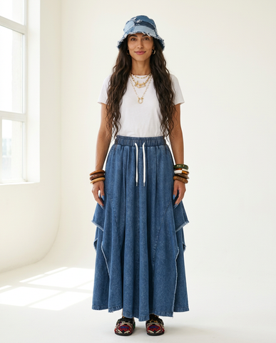 Free Spirit Frayed Denim Skirt
