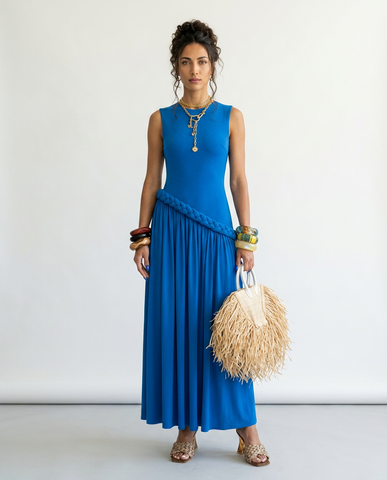 Graceful Braided Pleated Maxi Dress