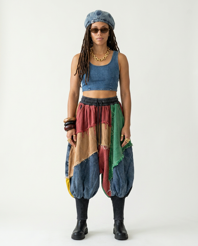 Unique Patchwork Wide Leg Jeans