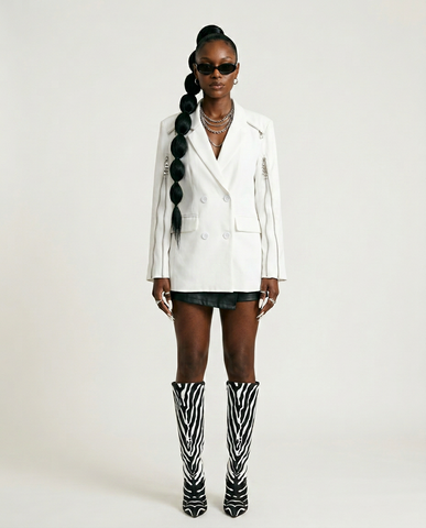 Audacious Patchwork Zipper Blazer