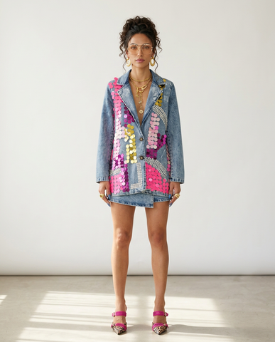 Daring Sequin Patchwork Blazer