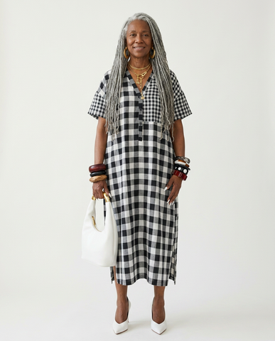 Boundless Loose Plaid Midi Dress