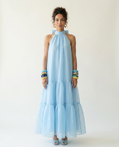 Radiant Halter Tiered Maxi Dress