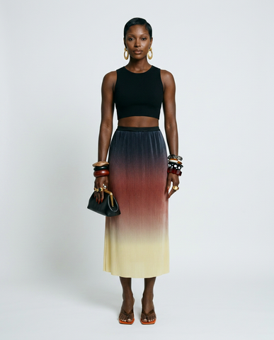 Radiant Pleated Gradient Midi Skirt