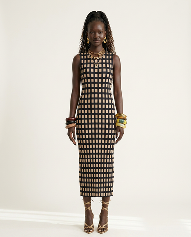 Radiant Pleated Plaid Midi Dress