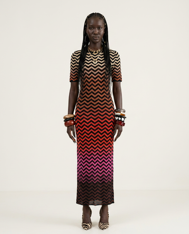 Vibrant Striped Midi Knit Dress