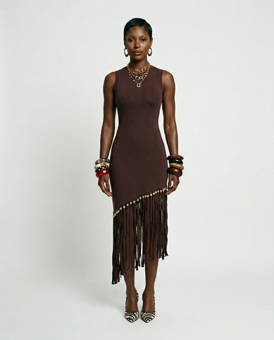 Vivacious Knitted Tassel Maxi Dress