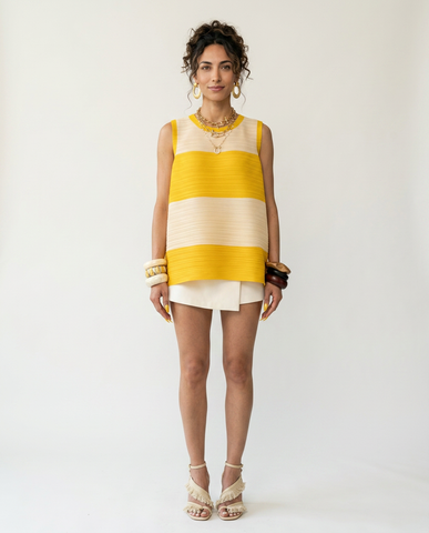 Radiant Pleated Colorblock Tank Top