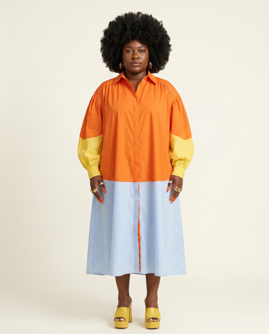 Vibrant Patchwork Loose Maxi Dress