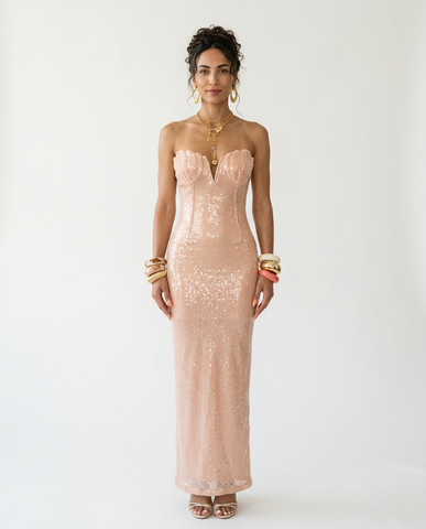 Radiant Sequin Strapless Maxi Dress