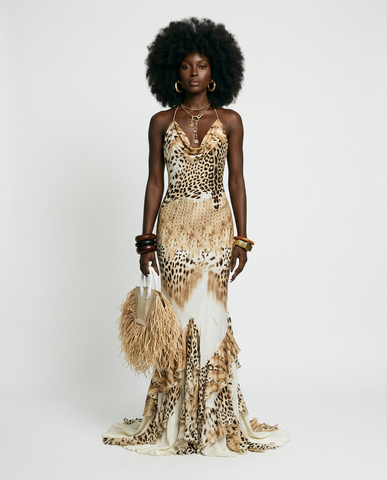 Final Sale Leopard Ruffle Maxi Dress