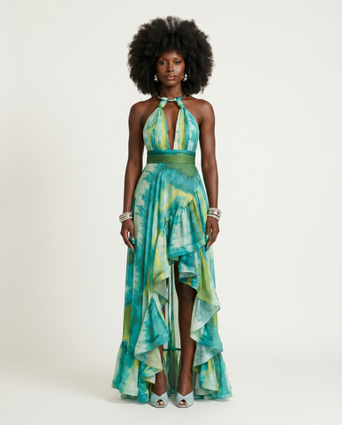 Free Spirit Tie-Dye Ruffle Maxi Dress