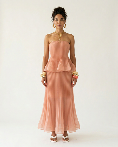 Radiant Pleated Strapless Maxi Dress