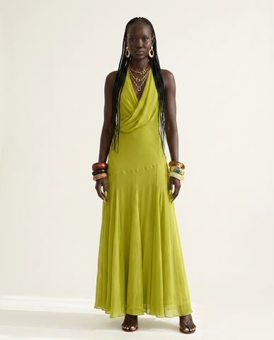 Elegant Halter Pleated Maxi Dress