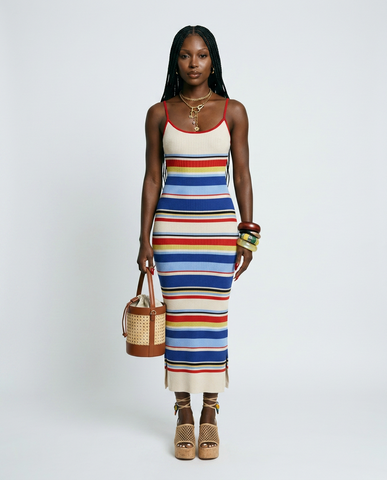 Vibrant Striped Knit Maxi Dress