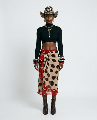 Wanderlust Polka Dot Wrap Midi Skirt