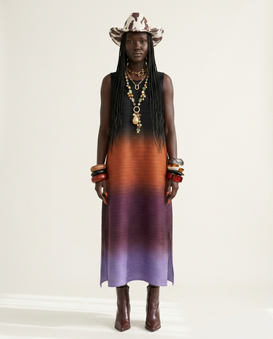 Boundless Gradient Pleated Maxi Dress