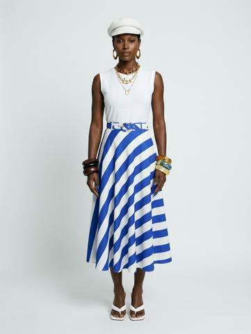 Wanderlust Striped A-Line Midi Skirt
