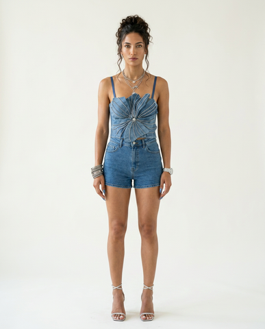Audacious Denim Rhinestone Camisole
