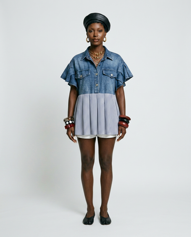 Wild Heart Patchwork Denim Blouse