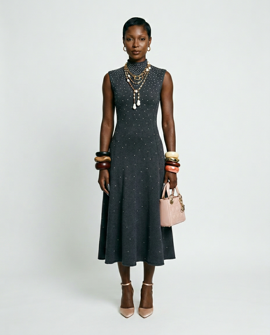 Elegant Sleeveless Sequined Maxi Dress