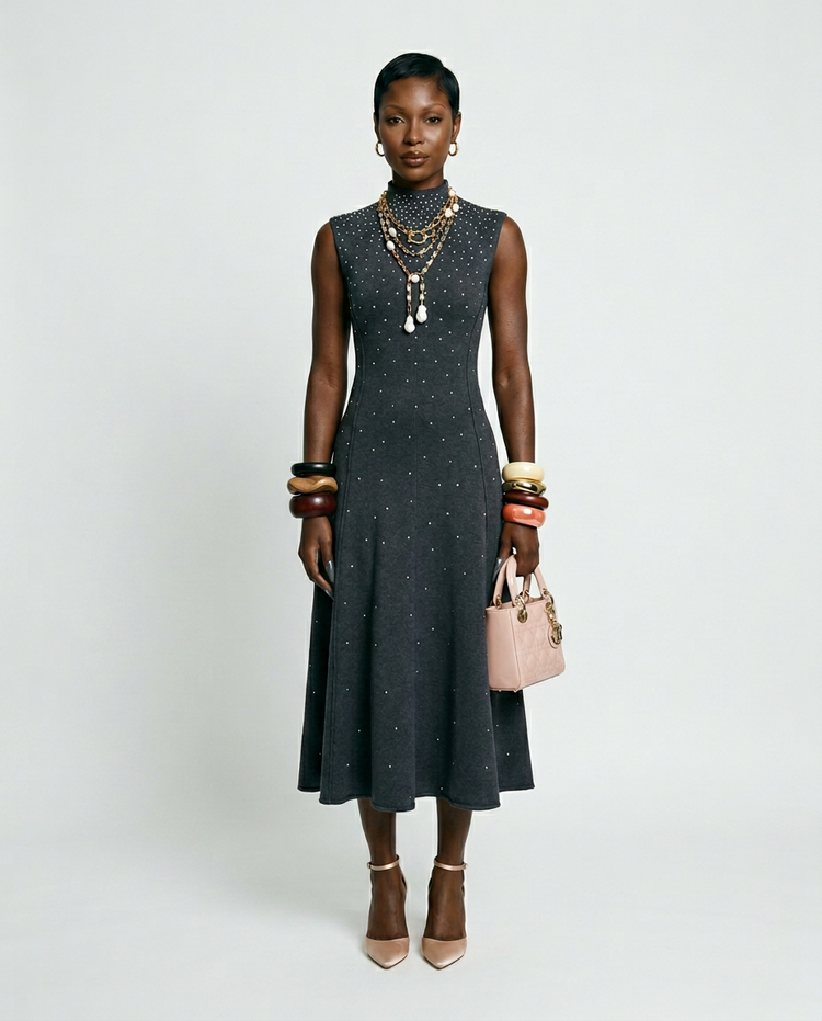 Elegant Sleeveless Sequined Maxi Dress