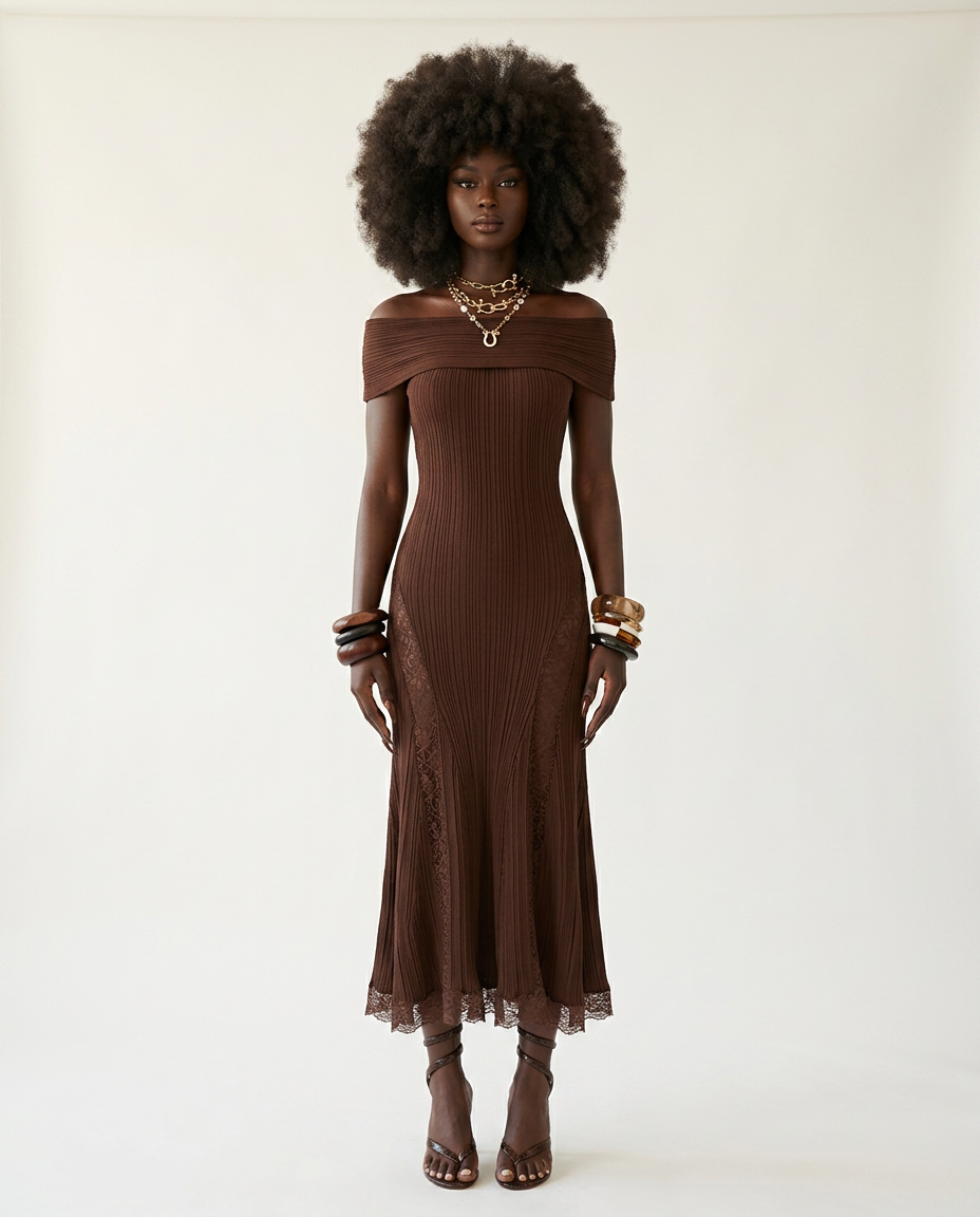 Elegant Knitted Lace Maxi Dress