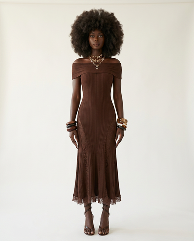 Elegant Knitted Lace Maxi Dress