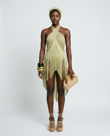 Spirited Halter Fringe Blouse