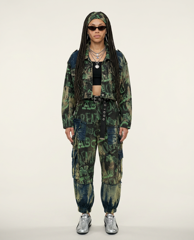 Audacious Printed Denim Two-Piece Set
