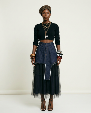 Sovereign Denim Mesh Maxi Skirt