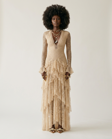 Ethereal Lace Tiered Maxi Dress