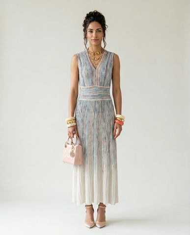Radiant Striped Knit Midi Dress