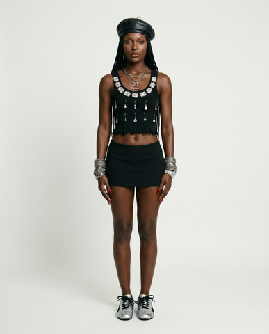 Daring Crystal Embellished Knitted Top