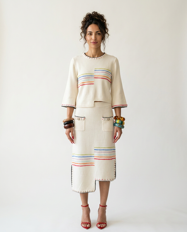 Vibrant Striped Knit Two-Piece Set