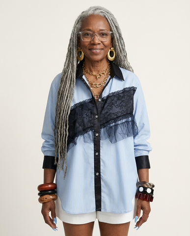 Unique Mesh Striped Blouse