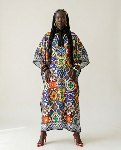 Vivacious Printed Kaftan Maxi Dress