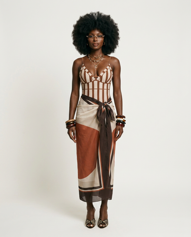 Radiant Striped Sarong Bikini Set