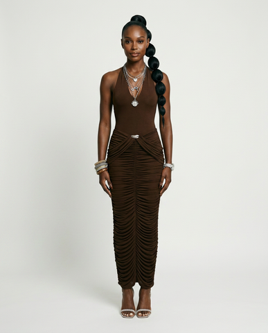 Radiant Halter Ruched Maxi Dress