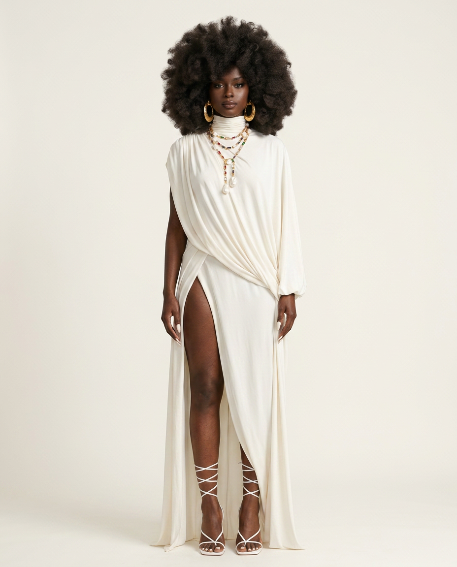 Elegant Ruched Slit Two-Piece Set