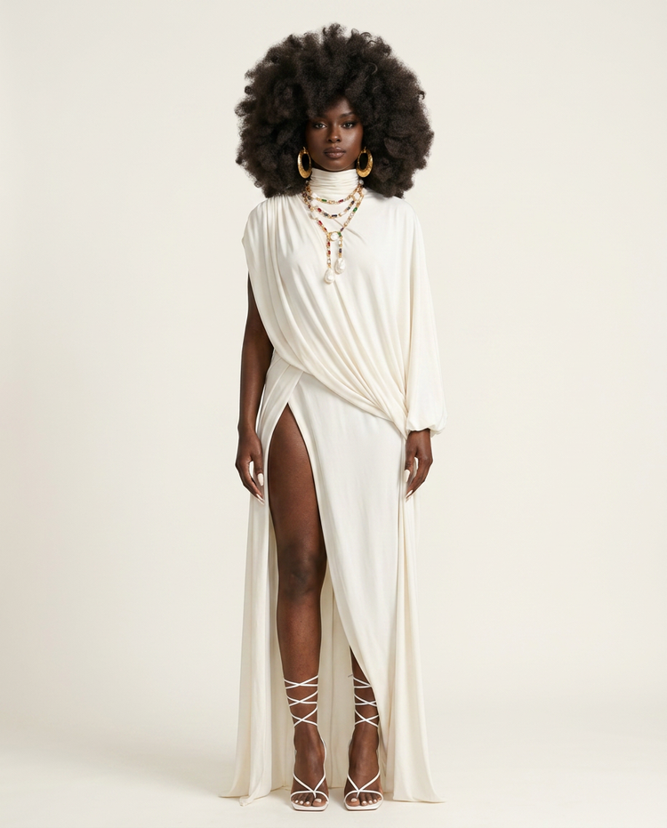 Elegant Ruched Slit Two-Piece Set