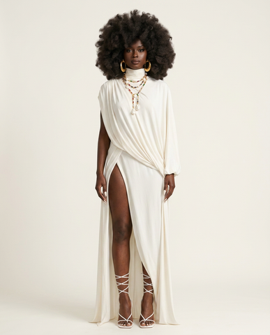 Elegant Ruched Slit Two-Piece Set