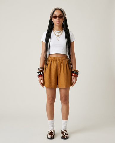 Grounded Loose Linen Shorts