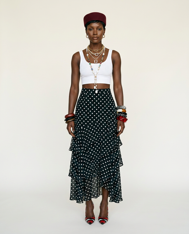 Graceful Polka Dot Ruffle Skirt