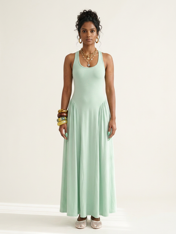 Grounded Ruched Jersey Maxi Dress