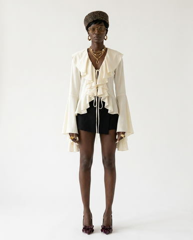 Graceful Ruffled Flare Sleeve Blouse