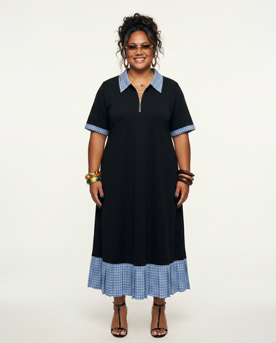Free Spirit Plaid Patchwork Midi Dress