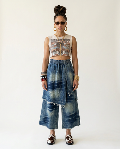 Audacious Patchwork Distressed Denim Pants